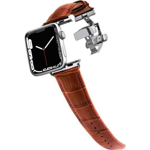 Genuine Leather strap for apple watch 6 band 44mm 42mm 38mm 40mm bracelet Butterfly buckle watchband for iwatch series 6/5/4/3/2