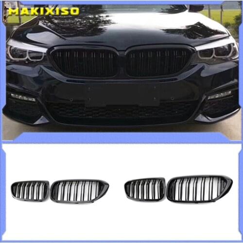 Front Bumper Kidney Grille Grill for BMW G30 G31 G38 5 Series 525I 530I 540I 550I with M-Performance Black Double Line Kidney Gr