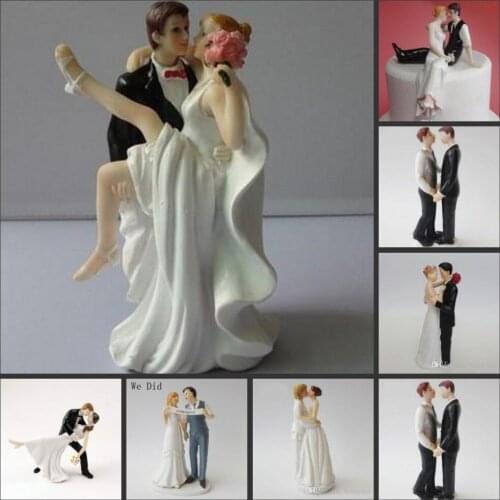 Happy Princess Embrace Bride And Groom Wedding Cake Topper Decoration Couple figurine Craft Wedding Cake decorations supplies