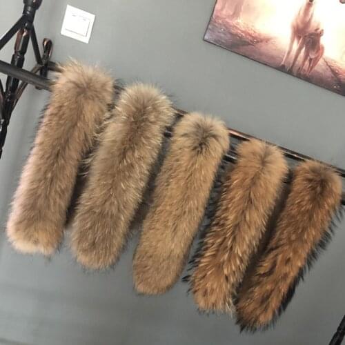 Women Winter Real Raccoon Fur Collar For Winter Coat Luxury Natural Fur Scarf Womens Plus Size Scarves