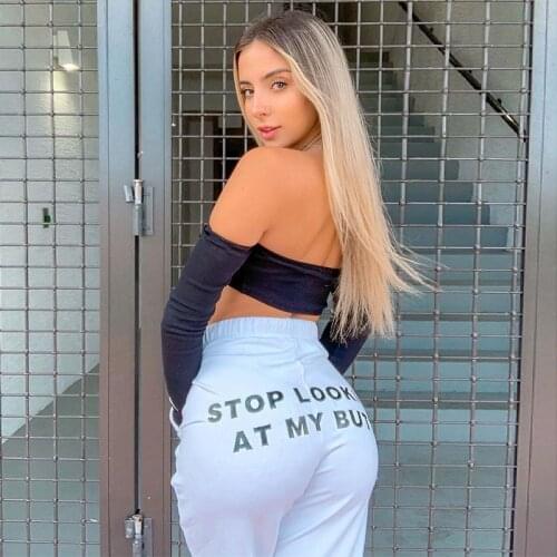 Personalized English Printed Casual Pants Women Loose Feet Sports Pants Women Sweatpants Women Korean Harajuku Dropshipping