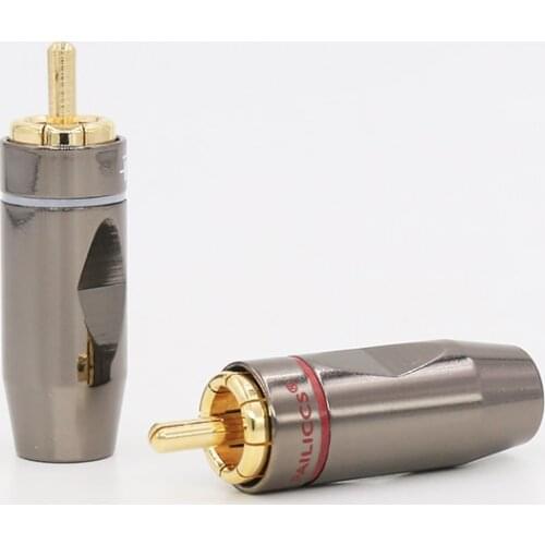 VR008G high quality Gold Plated Audio Cable Plug 7MM Cable Diameter RCA Phono Plug DIY RCA AUDIO CABLE