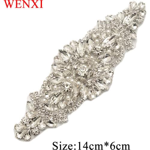 WENXI 30PCS Wholesale Rhinestones Appliques Patch Sewing On For Wedding Dresses Belt Rhinestones Appliques Acessory WX856