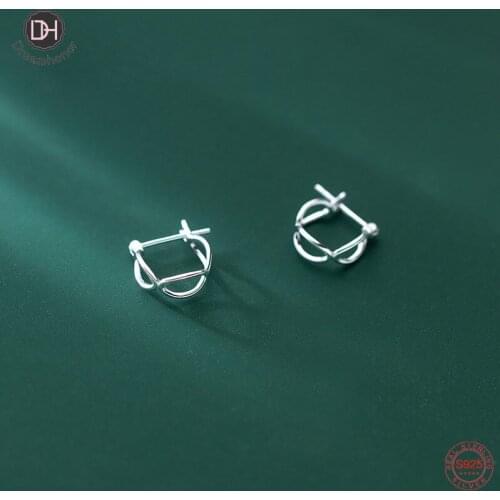 Dreamhonor 100% 925 Sterling Silver Round Hollow Clip Earrings For Women Student Jewelry