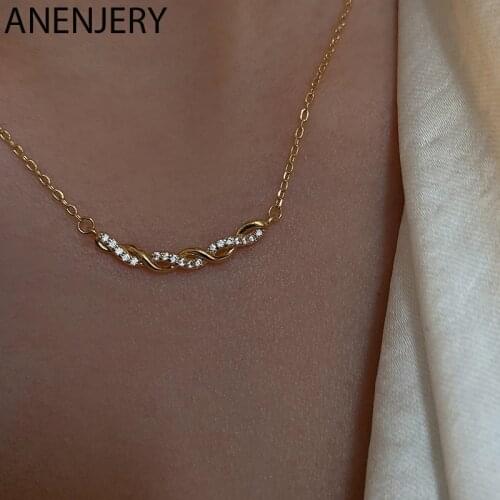 Evimi 925 Sterling Silver Twining Zircon Necklaces for Women Simple Light Luxury Clavicle Chain Accessories Wholesale