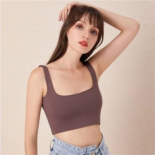 Ladies U-Neck Vest Women Slim Cropped Tops Solid Color Fashion Navel In Vain Bottoming Vest For Female Ladies Clothing 4 Color
