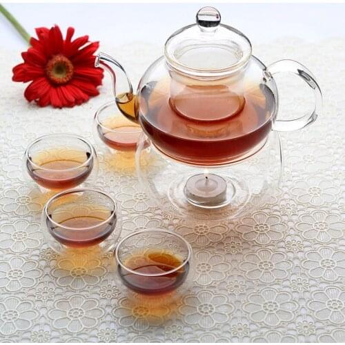 1 set Chinese Gongfu Glass Teapot Infuser Filter Tealight Warmer Cups Set Cosplay Prop for Women Men Christmas Gift