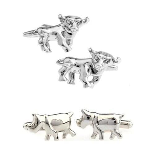 10pairs/lot African Animal Cufflinks RHINO Rhinoceros Cheetah Leopard Buffalo Giraffe Lion Hippo Crocodile Cuff lInks Brass HQ