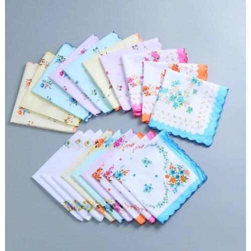 100% Cotton Handkerchief Cutter Ladies Handkerchief Craft Vintage Hanky Floral Wedding Handkerchief LX6327