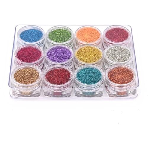12 color fine set glitter glitter pens set cosmetic glitter with jar set for nail Crafts DIY makeup