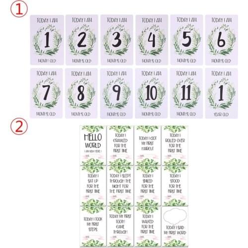 12 Pcs/Set Month Card Baby Monthly Newborn Photos Funny Cartoon Photography Photo Cards Stickers