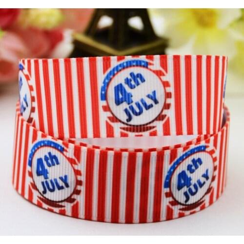 22mm 25mm 38mm 75mm Independence day Cartoon Printed Grosgrain Ribbon sewing supplies Bow hair accessories X-00954 10 Yards