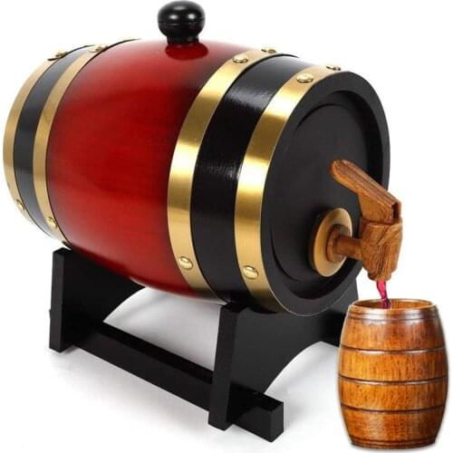 3L Wood Barrel Vintage Oak Beer Brewing Tools Tap Dispenser for Rum Pot Whisky Wine Mini Keg Bar Home Brew Beer Keg Oak