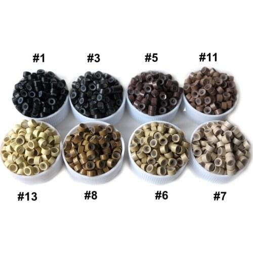 500pcs/lot 4.5mm Aluminium Silicone Lined Micro Rings/Links/Beads for Feather Human Hair Extensions
