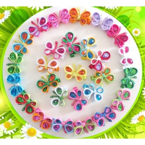 Free Shipping 36pcs Pieces Girl Ribbon Sculpture Hair Bow Clips