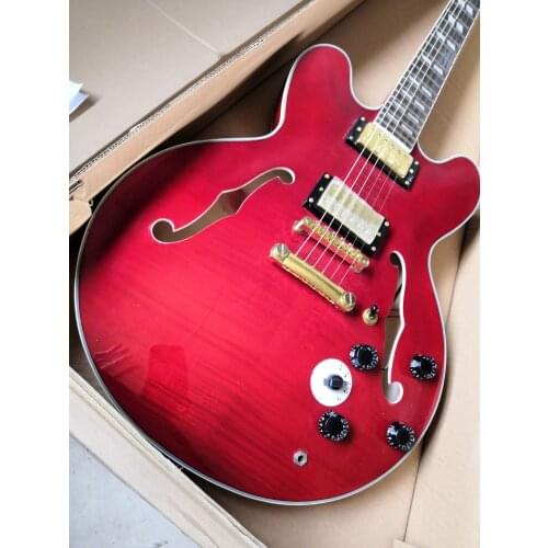 Free shipping custom red jazz electric guitar professional guitar 6 Strings Electric Guitarra hollow body Electric guitar