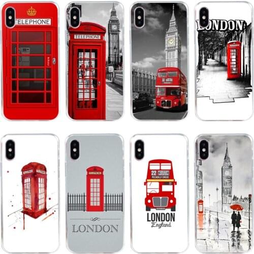 61H RED TELEPHONE BOX BOOTH PHONE BOX Soft Silicone Tpu Cover phone Case for iphone 5 5s se X XR XS Max case