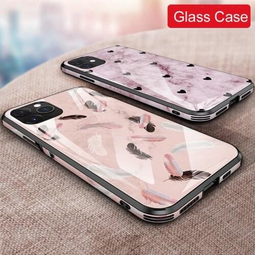 For iPhone 11 pro / 11 pro max 6d tempered glass case painted back + frame Explosion-proof glass cover For iphone 11 Glass case
