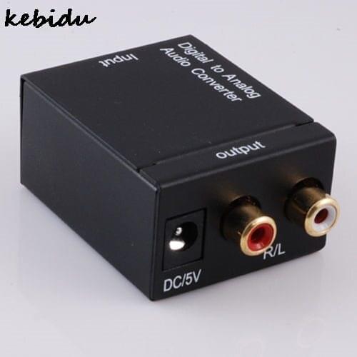 Kebidu Digital Adaptor Optic Coaxial RCA Toslink Signal to Analog Audio Converter Adapter Digital Input to Analog Output