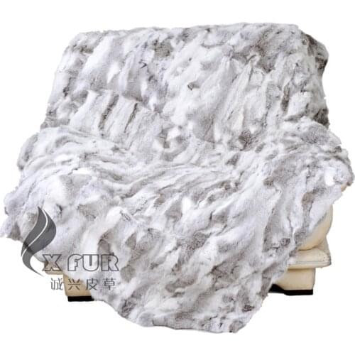 CX-D-12A Bedding Patchwork Real Rabbit Fur Blanket Throw Blanket Custom Made Natural Colour Real Fur Area Rug~ DROP SHIPPING