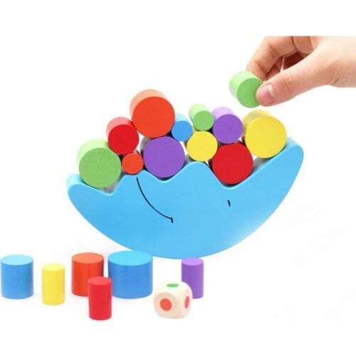 Baby Early Learning Toy Wooden Moon Balancing Frame Building Colorful Blocks Development Kids Toys Gift