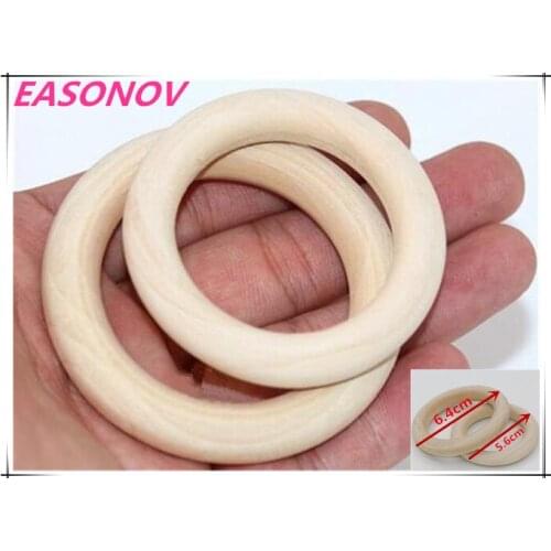EASONOV 10pcs/lot New Wood Pendants/Connectors Making Findings Circle/Ring Natural 5.6cm/6.4cm Dia Box accessories