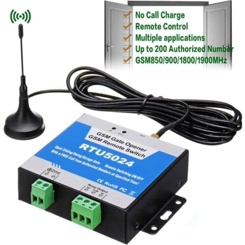 GSM Door Gate Opener Relay Switch RTU5024 Remote Access Control with 3 Meters Antenna Wireless Door Opener By Free Call Support