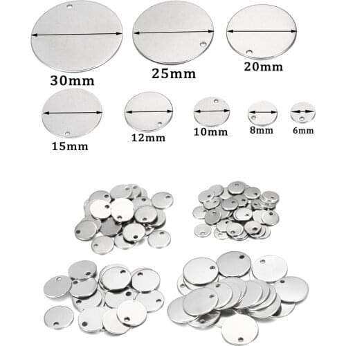 10-50pcs 6-30 mm Round Stainless Steel Stamping Blank Dog Tags Pendants DIY Bracelet Charm Jewelry Findings Supplies Wholesale