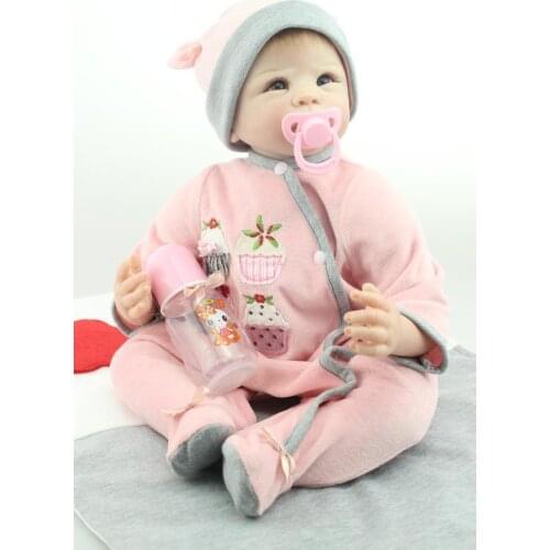 22inches 55cm Handmade Lifelike Baby Girl Doll Silicone Vinyl Reborn Newborn Dolls+Clothes Kids Birthday Gifts