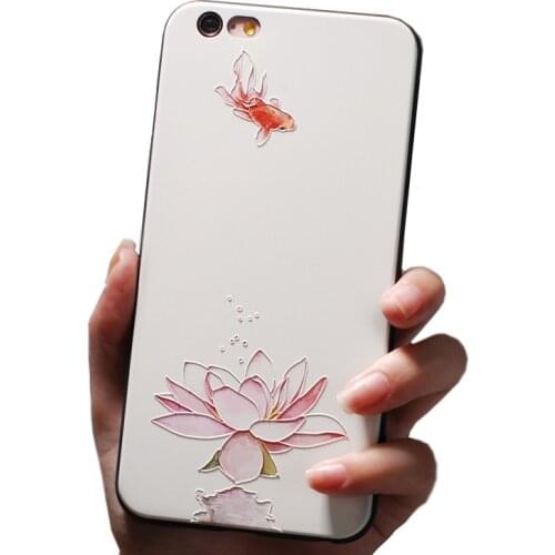 Lotus 3D Embossed Phone Case For iPhone X XS XR 11 12 Pro MAX 6 7 8 Plus SE2 Capa Soft Back Covers Matte Phone Cases Fundas