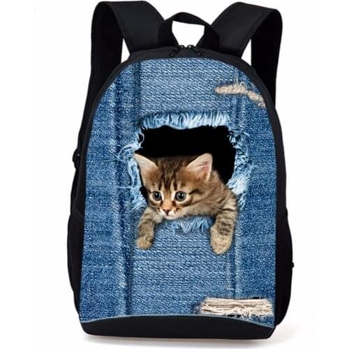 Cute School Bagpack 3D Naughty Cat Animal Children Casual Backpack Little Kids School Shoulder Bags Book Bagpack Mochila Bolsa