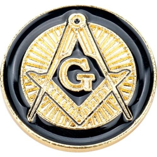 MQCHUN New Fashion Luxurious Masonic Gold Black Enamel Metal Brooch Men Retro Punk Pin Brooches Jewelry -40