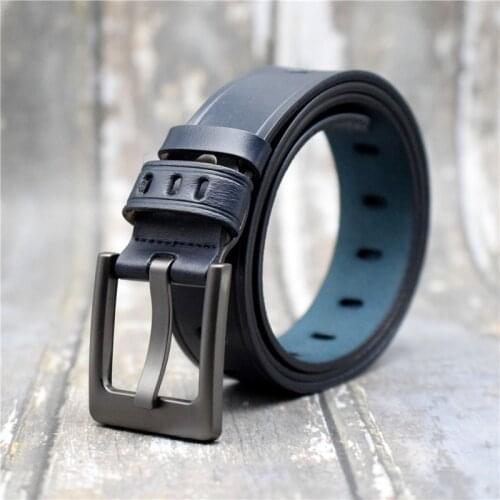 Genuine Leather Belt Men Black/green/blue/coffee Pin Buckle Waist Belt for Men 2021 Fashion Strap Male Trouser Belt for Jeans