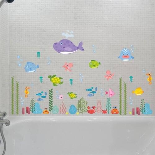 Underwater Seabed Fish Bubble Starfish Star NEMO Wall Sticker Cartoon Wall Decals Bathroom Decor Nursery Kids Room Poster Mural