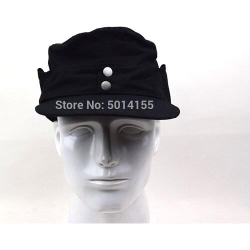 WWII German Army Elite EM M43 Summer Panzer Field Cotton Cap Hat Black