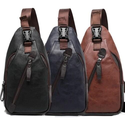 2021 new fashion PU leather mens bags chest bags casual crossbody for men shoulder bags solid color luxury design breast bags