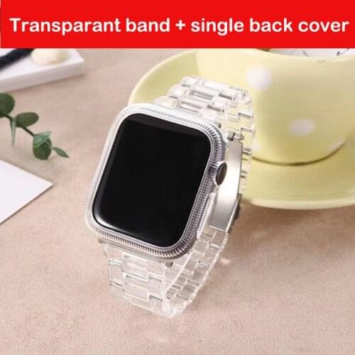 Plastic clear hard band with single cover for iwatch 6 5 4 40mm 44mm Strap For Apple Watch band series SE 3 2 1 Bracelet