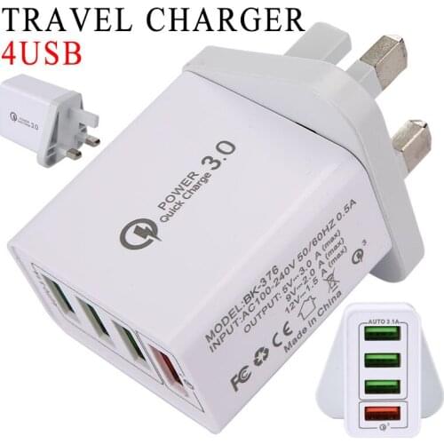 Pohiks 1pc 4 Port USB Wall Mobile Phone Charger Adapter Fast Quick Charging Multi-Port QC3.0 USB Hub Adapters