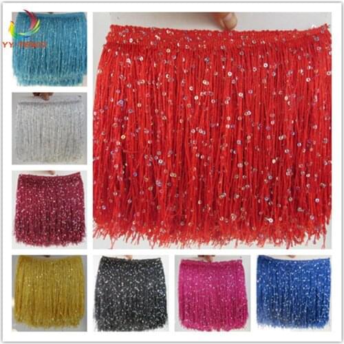 Polyester Tassel Fringe 5 Yards/Lot Tassel Trimming Lace Ribbon Trim 20cm long Latin Dance dress clothing Macrame decoration DIY