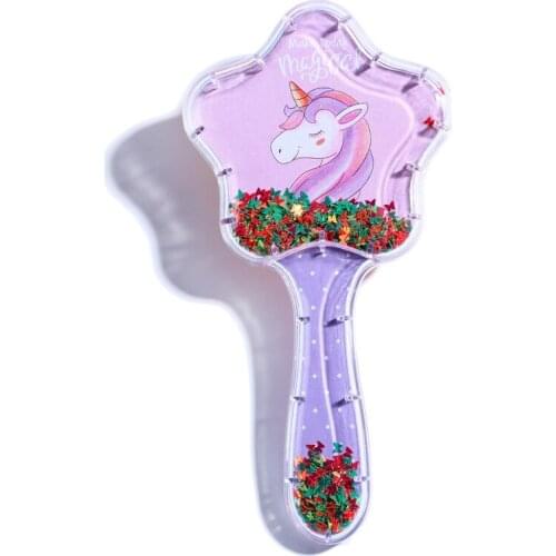 Pattern Unicorn Mermaid Cat Star Sequins Comb Massage Children Comb Cute Girl Comb Carry Long Hair Mm Anti-knot Comb Hair Brush