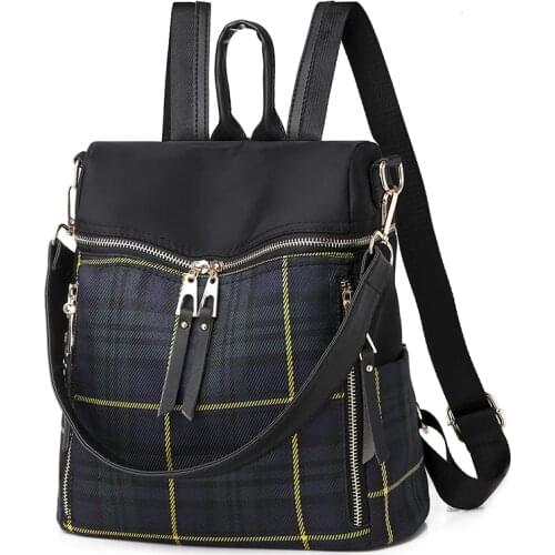 2019 Korean Version Of The New Waterproof Oxford Cloth Backpack Travel Wild Plaid Backpack Dual-use Bag