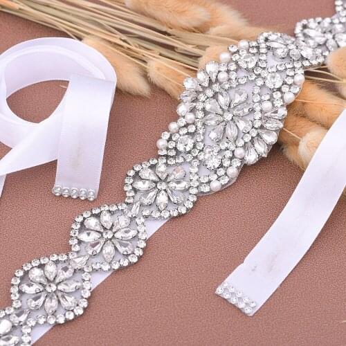 ZMS161A Handmade Silver Rhinestone Wedding Belt Bridesmaid Gift Sash Sparkly Brides Accessories Bridal Womens Luxury Belt