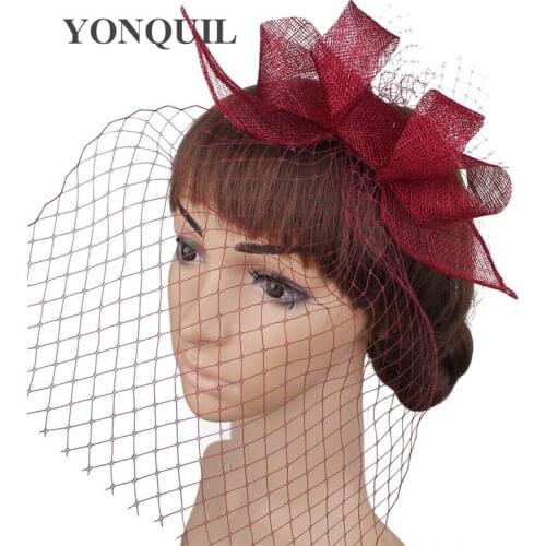 Sinamay Mesh Wedding Headwear For Elegant Bride nice Veils Hair Accessories Bow Headdress Ladies Church Cocktail Hair Pins