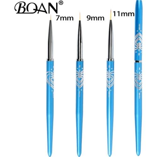 BQAN 5/7/11mm Blue Nail Art Stripe Lines Liner Painting Cat Eye Brush Acrylic UV GEL Extension Builder Drawing Handle Pen