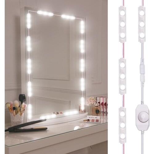 LED Makeup Mirror Lights US EU Plug White Mirror Headlights Bulb Makeup Light String For Home Decoration Wall Lamp Drop Shipping