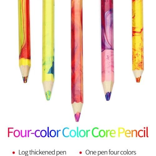 DEDEDEPRAISE Colorful Colored Pencil 4 in 1 Color Colored Lead Pencil Erasable Stationery Painting Pencil Writing Drawing Pencil
