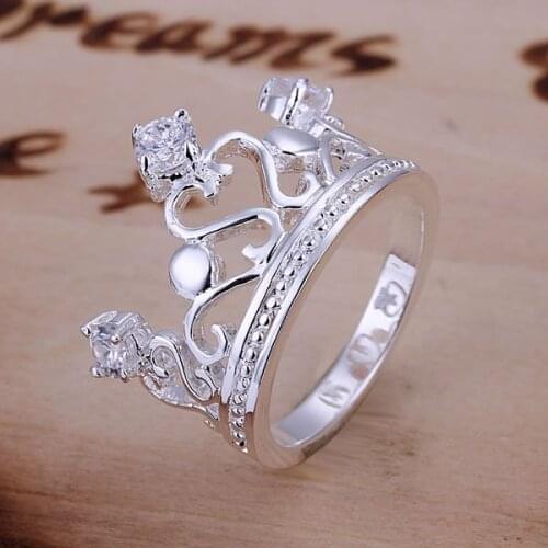 925 Jewelry Silver Plated Wholesale Free Shipping Rings for woman&man Fashion Jewelry Inlaid Crown Ring /areajila LQ-R034