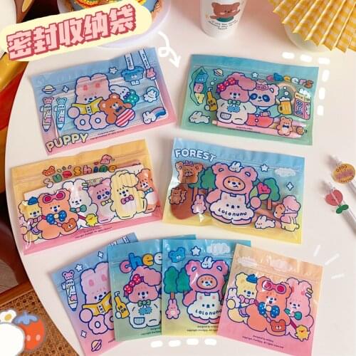 W&G 10PCS Korea Creative Cute Snacks Sealed Bag Cartoon Food Small Packaging Bag Candy Mask Biodegradable Plastic Storage Bag