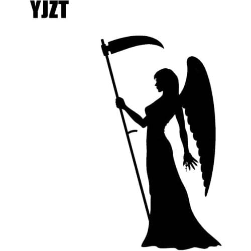YJZT 8.7*15.4CM Angel Becoming Devil Cute Silhoutte Design Covering The Body Decal Car Sticker Black/Silver C20-1344
