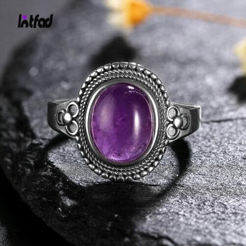 8x10MM Natural Amethyst Rings 925 Silver Jewelry Various Gemstones Rings for Women Daily Anniversary Birthday Party Jewelry